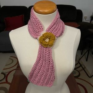 Handmade pink crochet scarf